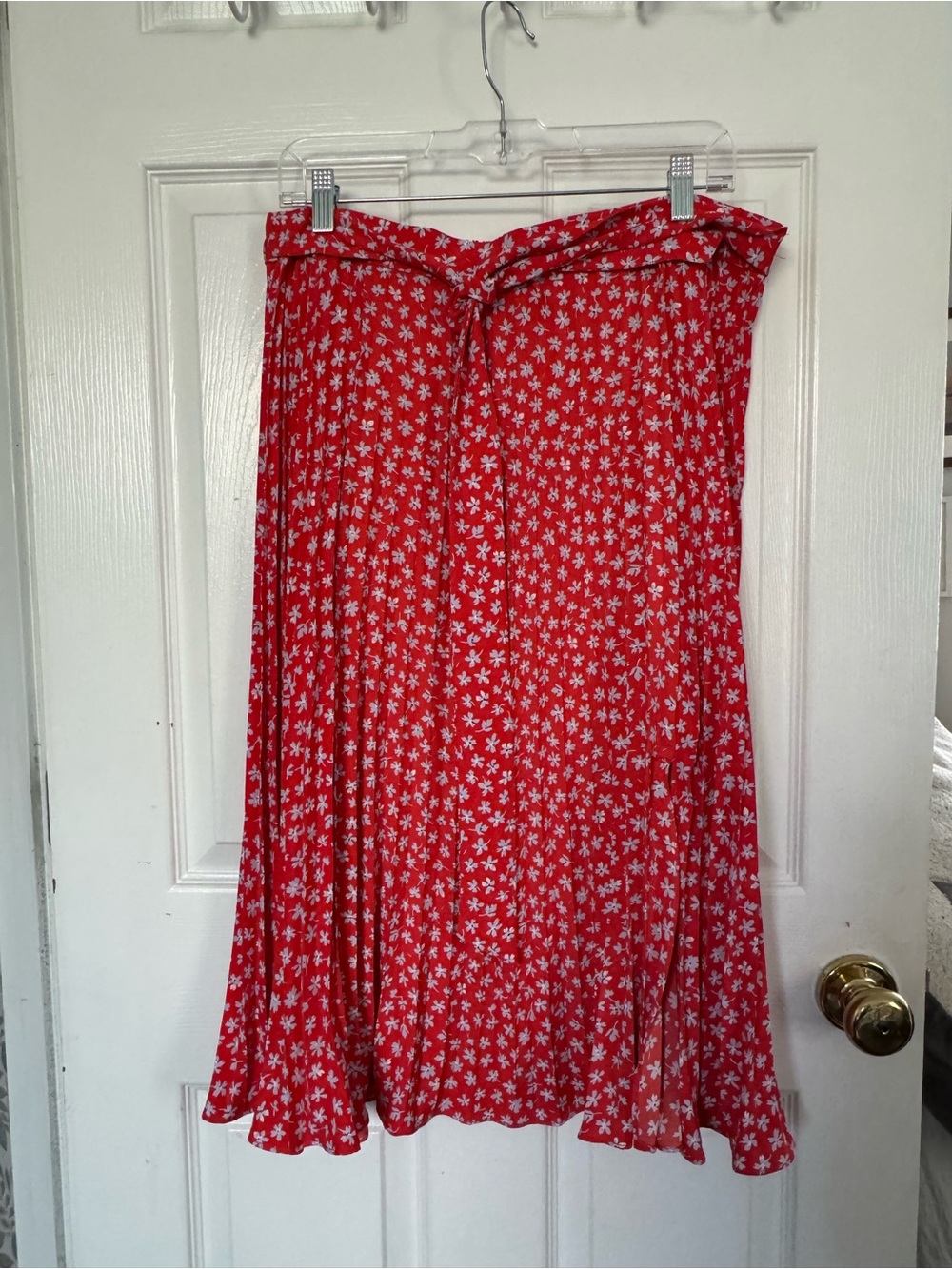 Women's Red Floral Midi Skirt